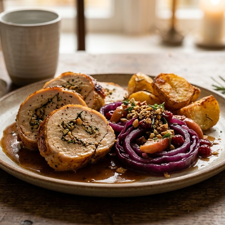 Kiprollade met rode kool, appel en noten recept