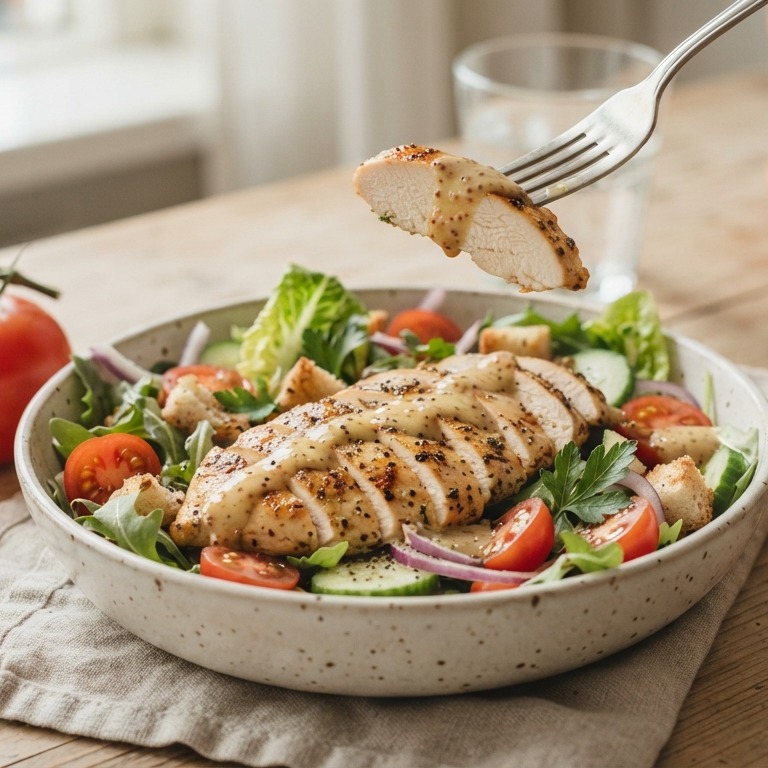 Kipsalade met mosterddressing recept