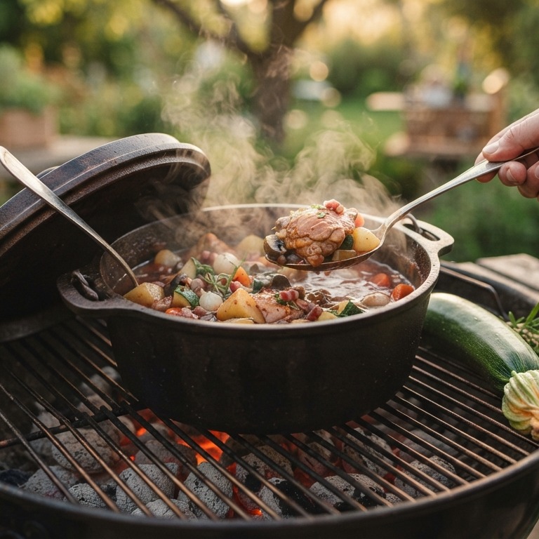 Kipstoofpotje op de BBQ recept