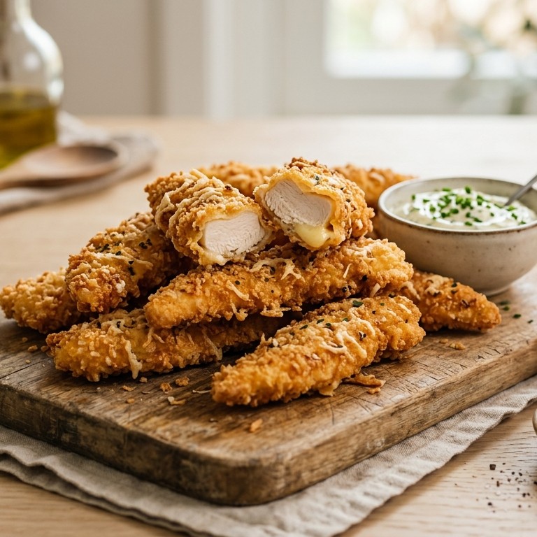 Kipvingers met geraspte belegen kaas recept