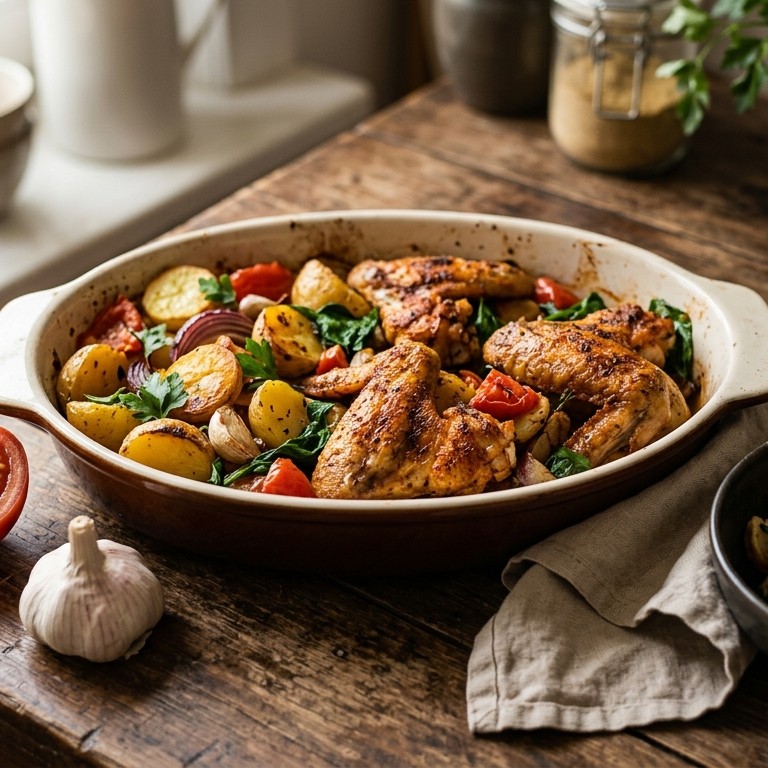 Kipvleugeltjes met Portugese aardappelen recept