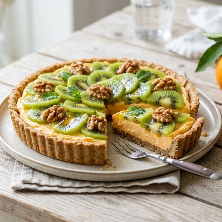 Kiwitaart met mascarpone en walnoten recept