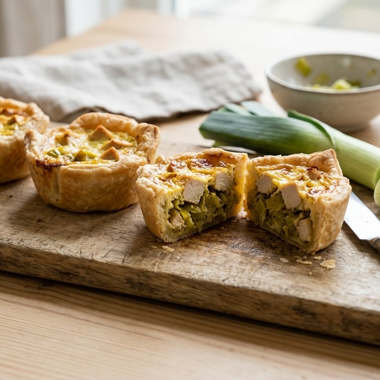 Kleine preitaartjes met kip recept