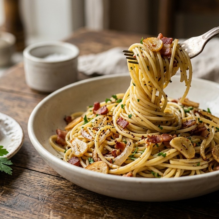 Knoflook spaghetti recept