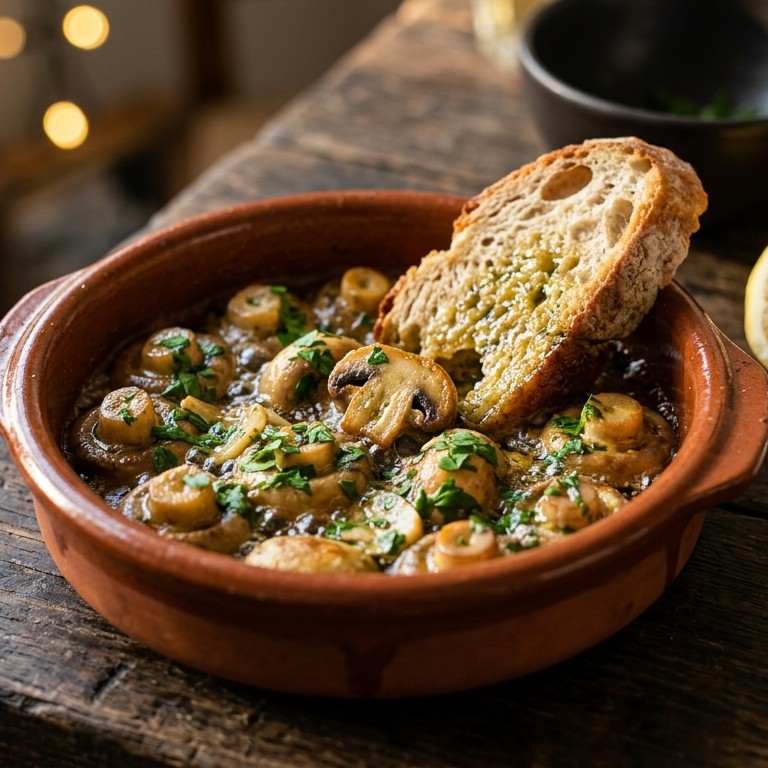 Knoflookchampignons recept