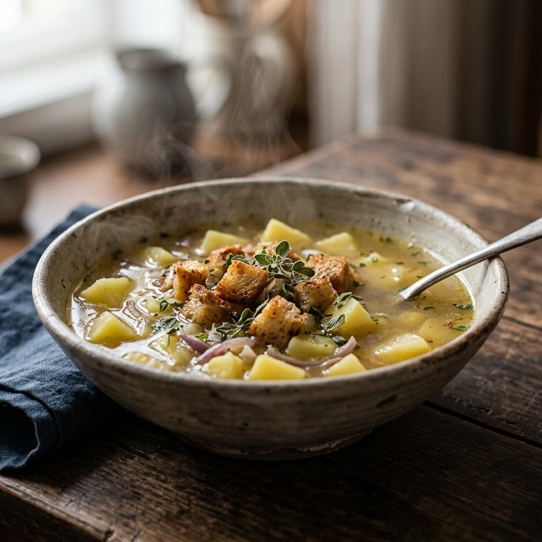 Knoflooksoep met aardappel recept
