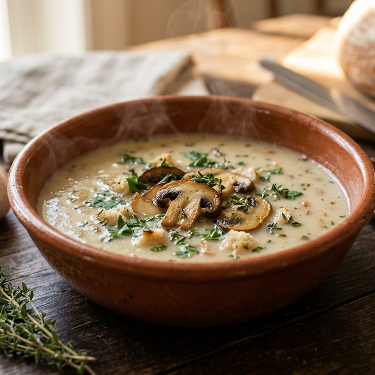 Knoflooksoep met paddestoelen recept