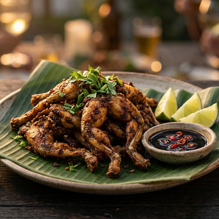 Koddok goring (gemarineerde kikkerbilletjes) recept