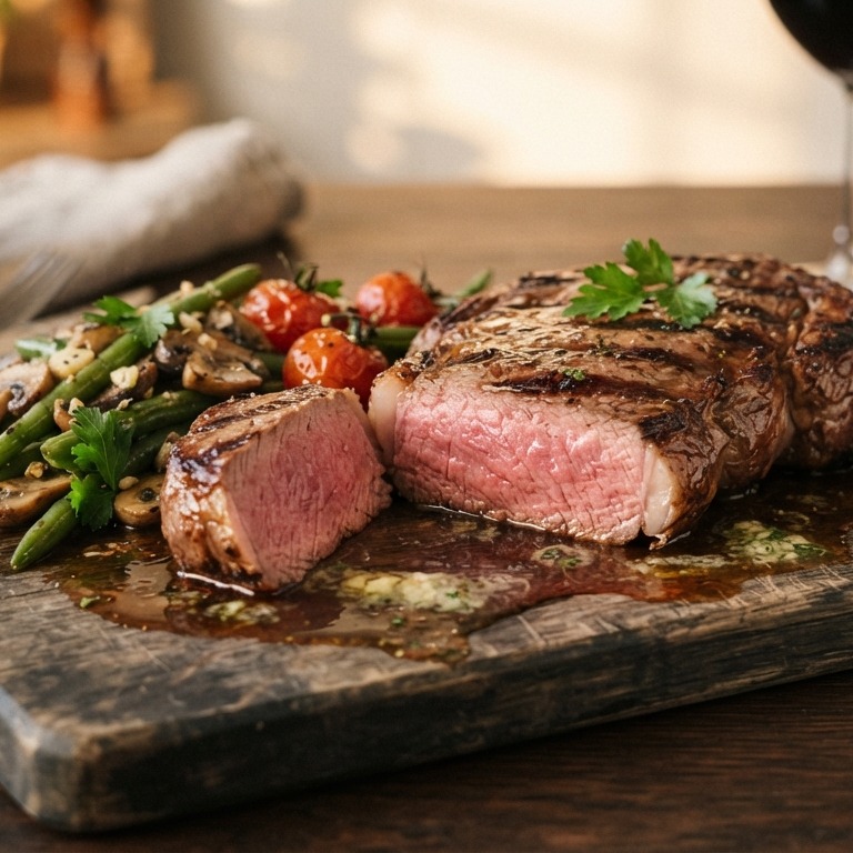 Kogelbiefstuk van de grill met gewokte groente recept