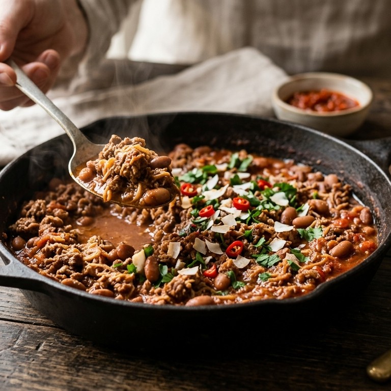 Kokosgehakt met bruine bonen recept