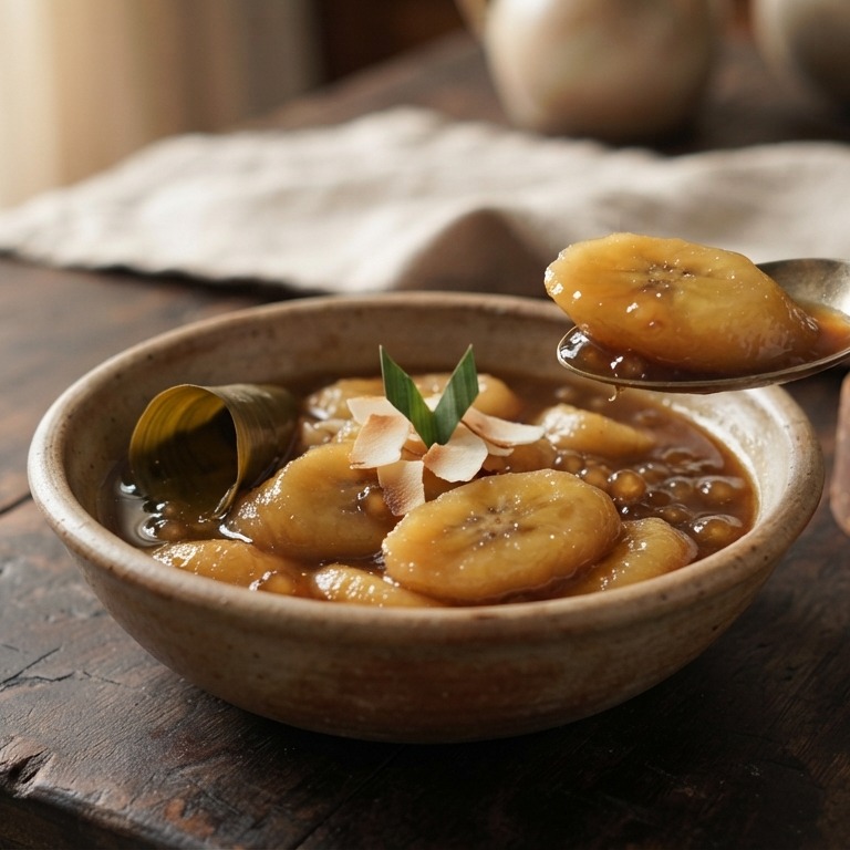 Kolak pisang (gestoofde bananen met Javaanse suiker en santen) recept