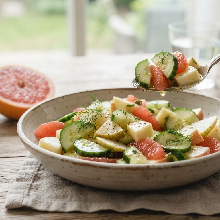 Komkommer- en fruitsalade recept