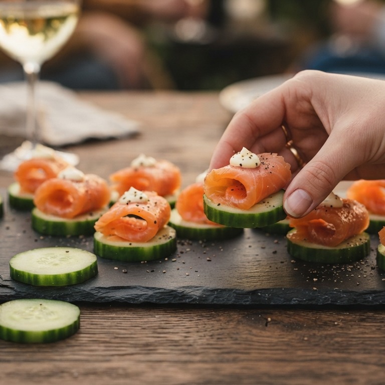 Komkommer met gerookte zalm recept