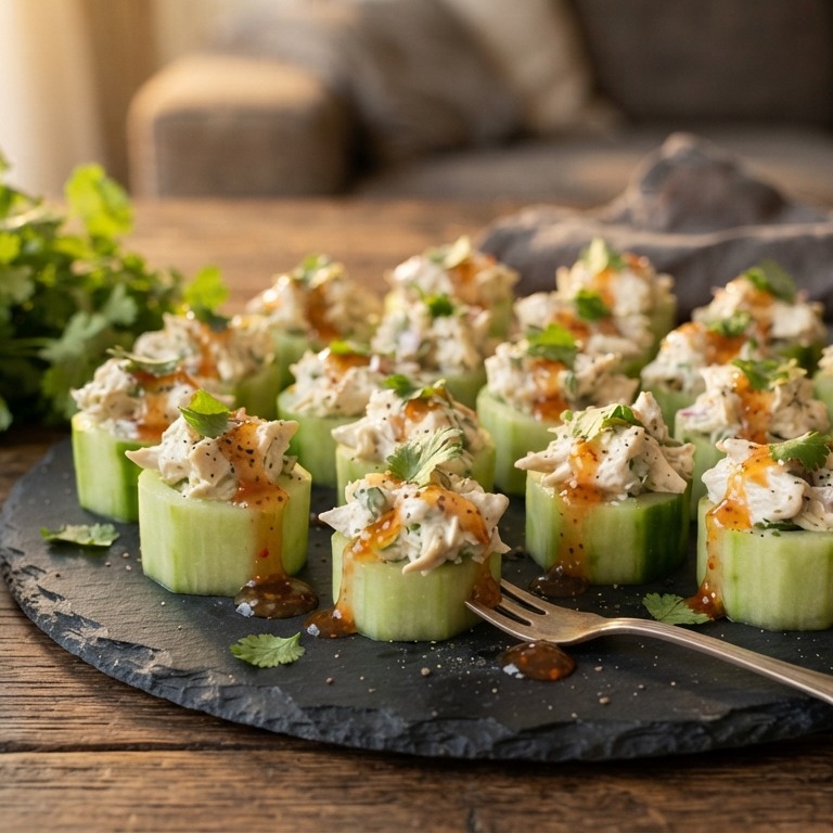 Komkommer met kipsalade recept