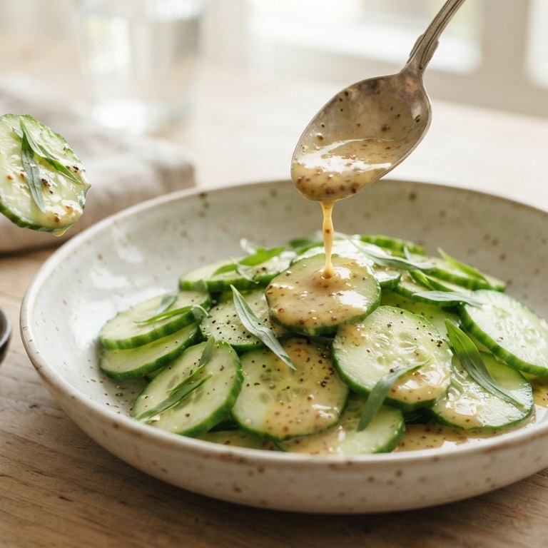 Komkommer met mosterddressing recept