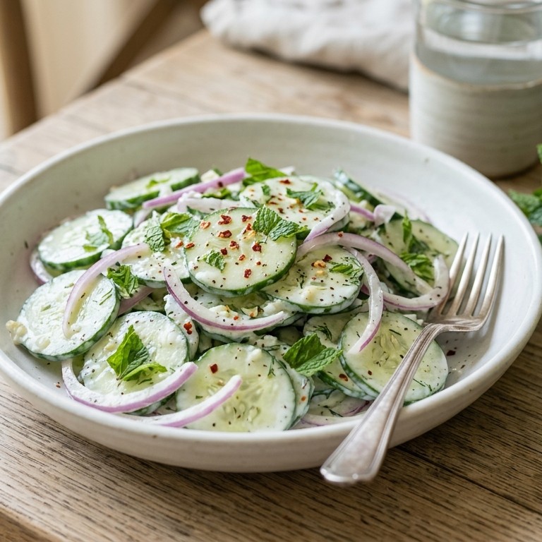 Komkommer-muntsalade met yoghurtdressing recept
