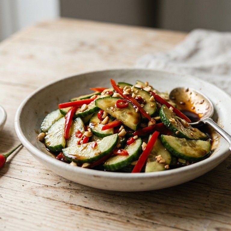 Komkommer salade met paprika en ketjap recept