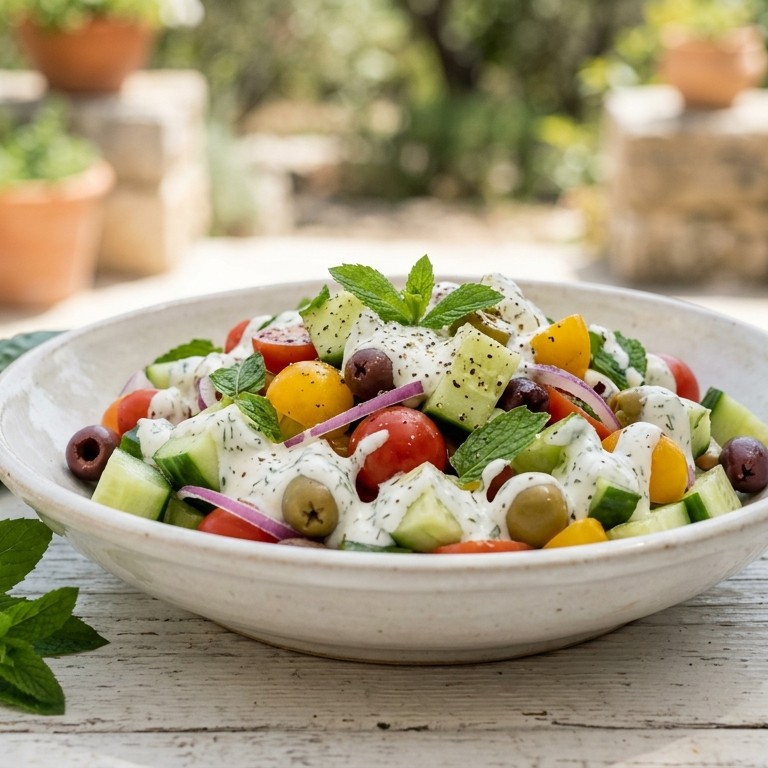 Komkommer-tomatensalade met Griekse yoghurt recept