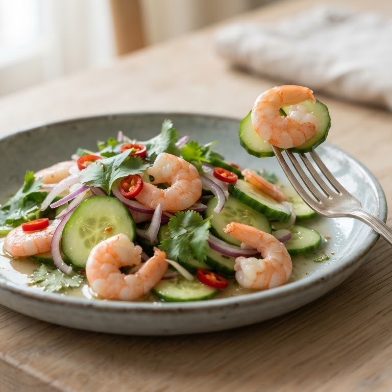 Komkommersalade met garnalen recept