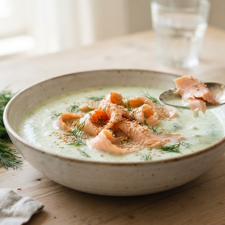 Komkommersoep met zalm recept