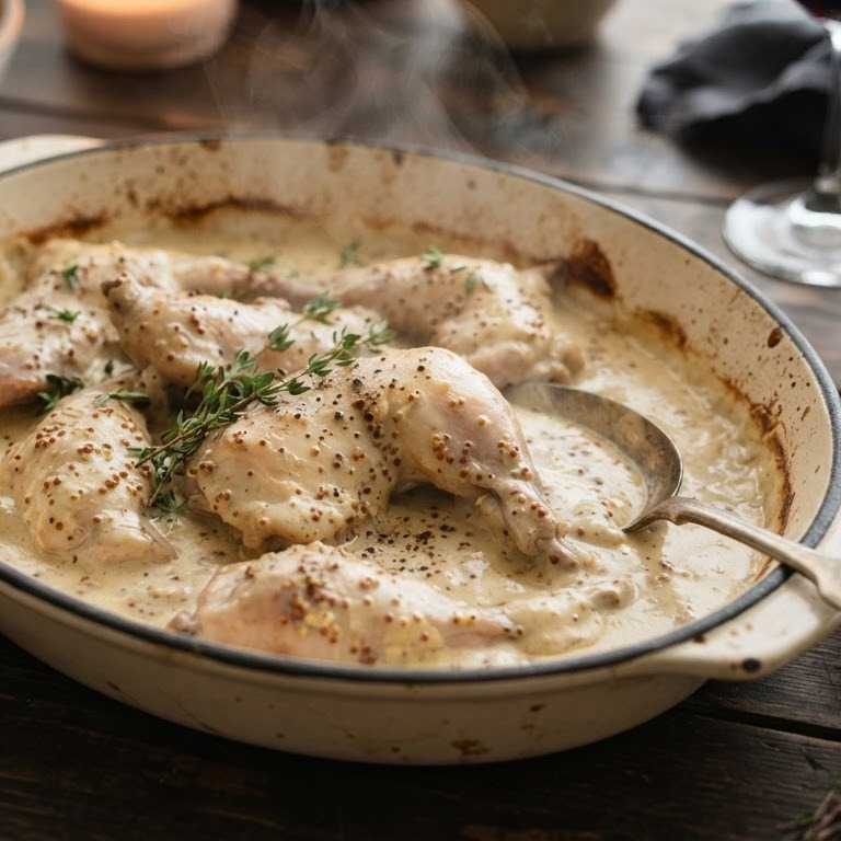 Konijn in een romige mosterdsaus recept