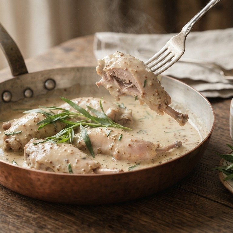 Konijn met dragon mosterdsaus recept