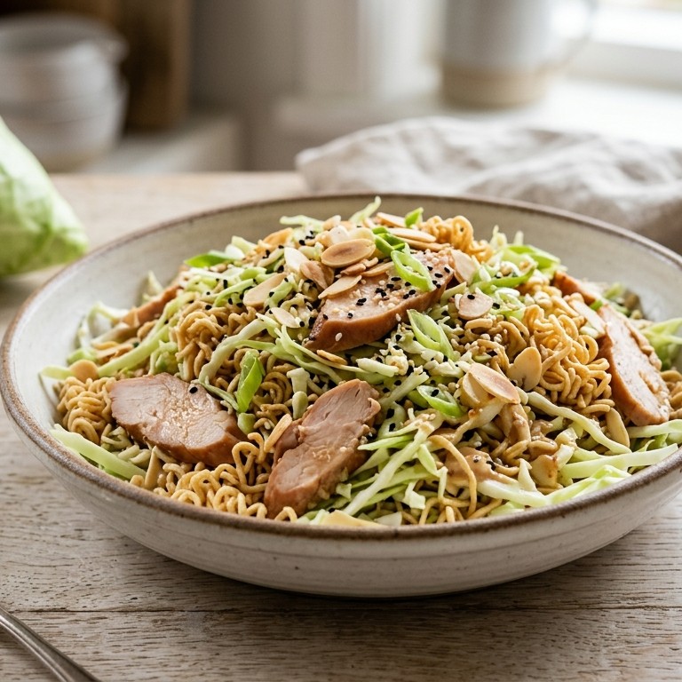 Kool-noedelsalade met amandel en kip ala Tessa recept