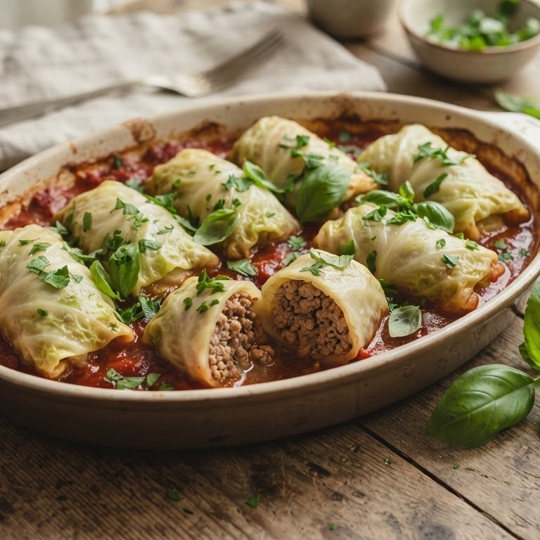Koolgehaktrolletjes in tomatensaus recept