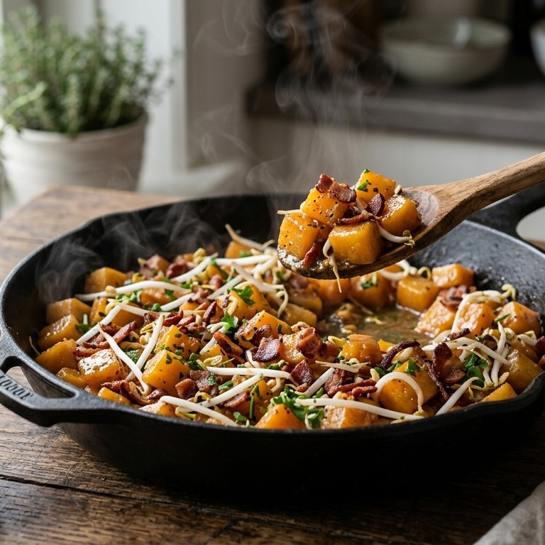 Koolraap met spekjes en tauge recept