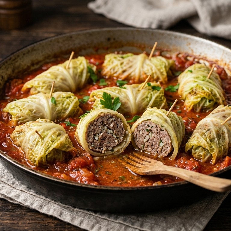 Koolrolletje in tomatensaus recept