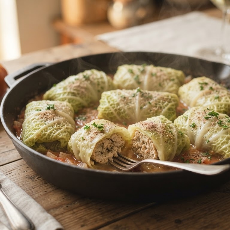 Koolrolletjes met kippegehakt recept