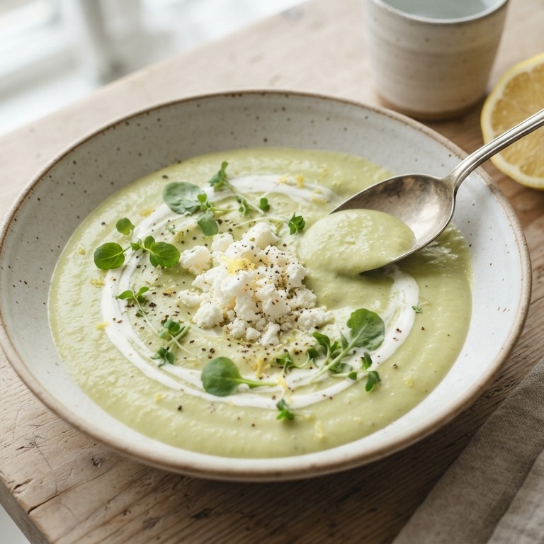 Koud avocadosoepje met geitenkaas recept