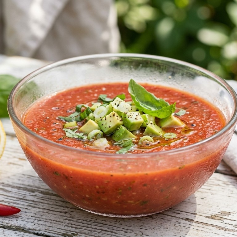 Koude tomatensoep met avocado recept