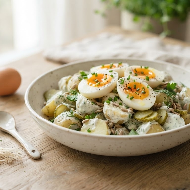 Krieltjessalade met bieslookdressing en ei recept