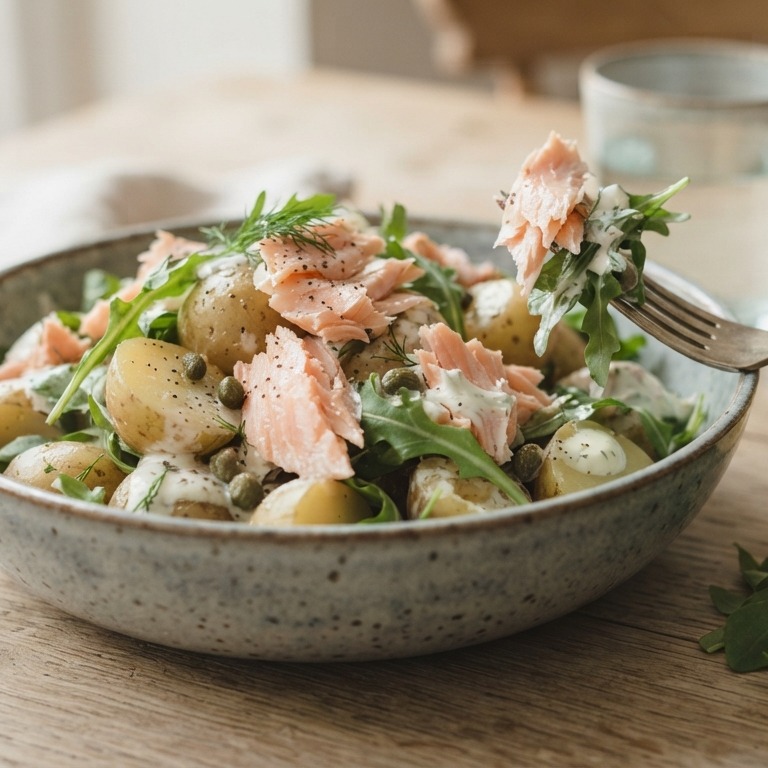 Krieltjessalade met zalm en rucola recept