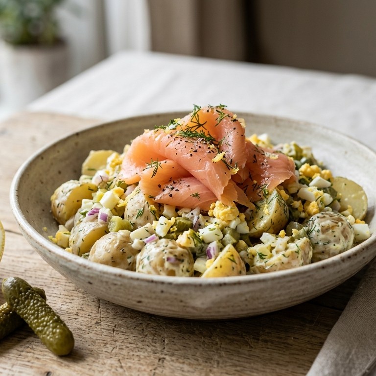 Krieltjessalade met zalm recept