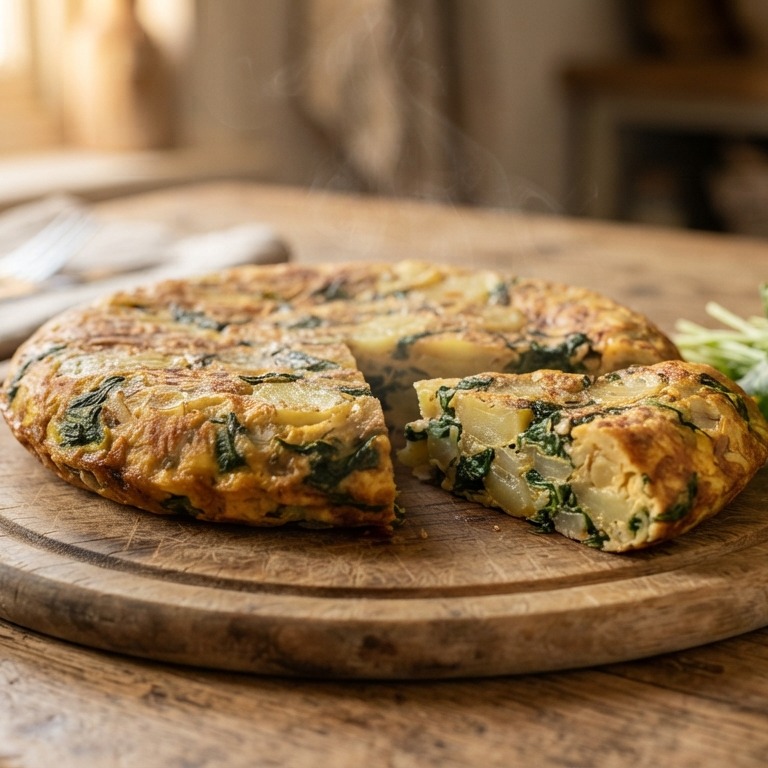Krieltortilla met spinazie recept