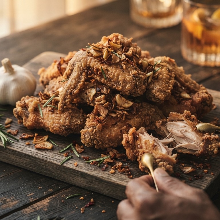 Krokante knoflookkippenvleugels recept