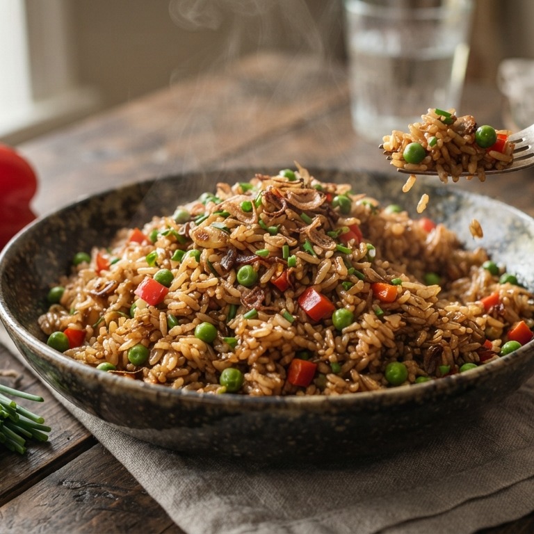 Kruidige kleurenrijst/vegetarische nasi recept
