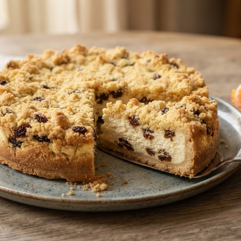 Kruimelkwarktaart met rum rozijnen recept