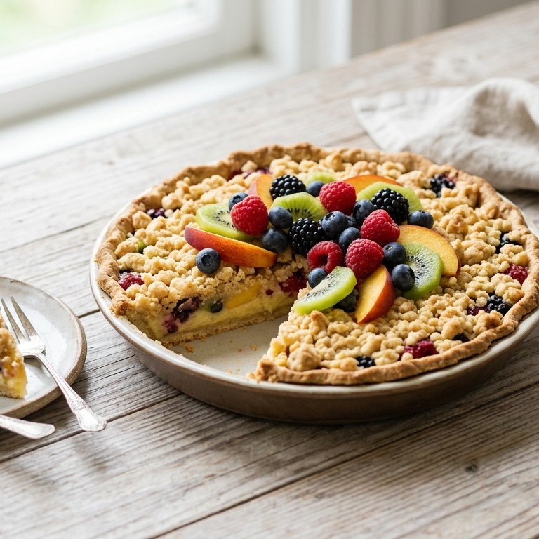 Kruimeltaart met gemengd vers fruit recept