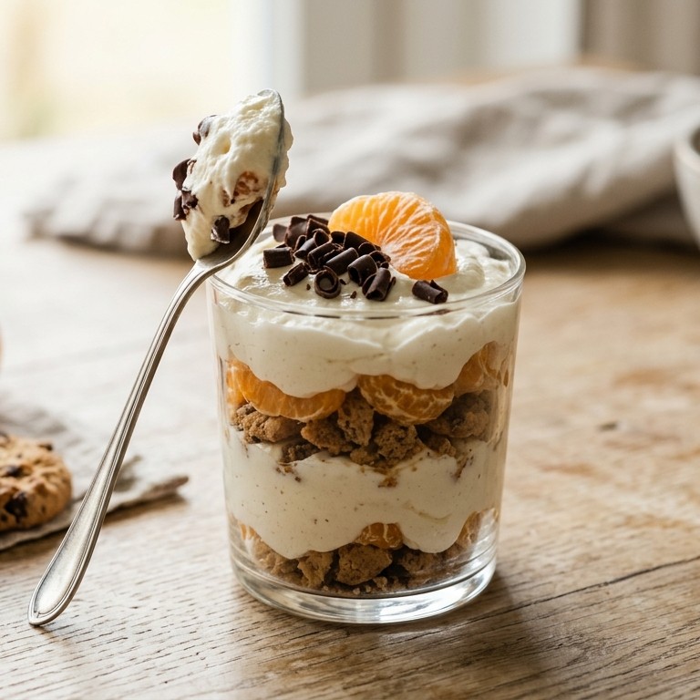Kwark met mandarijn en chocoladechips recept