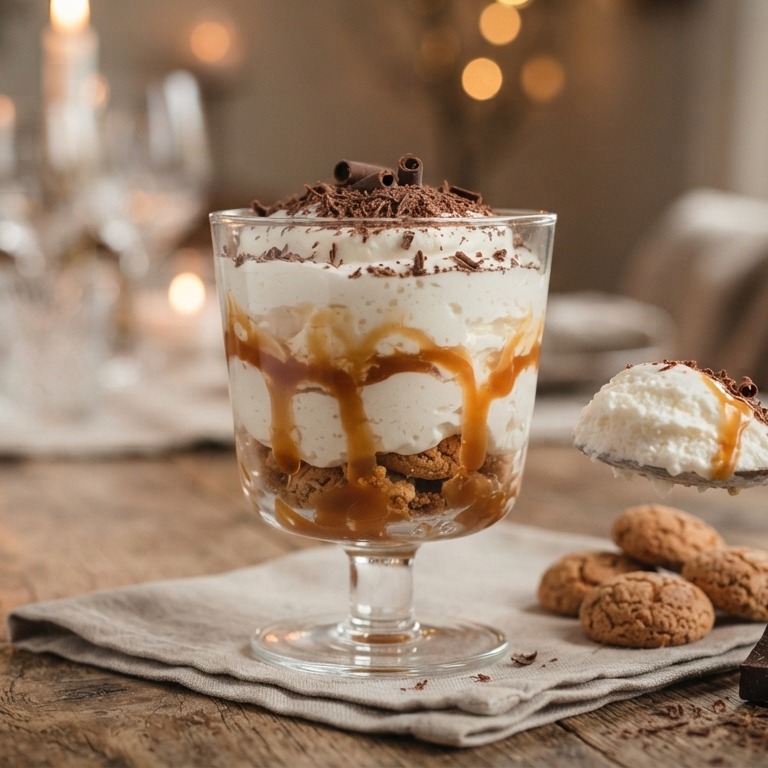 Kwarkmousse met amarettini en karamel recept