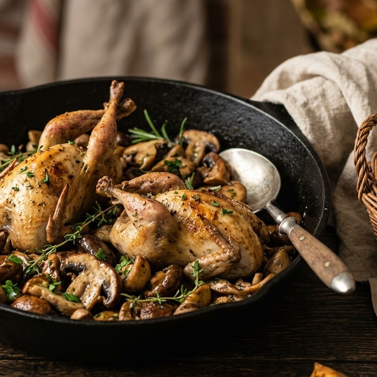 Kwartels met paddestoelen recept