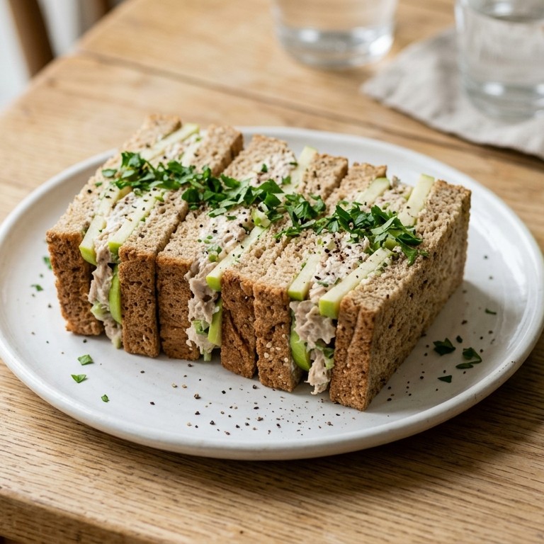 Laagjes sandwich met appel en tonijn recept