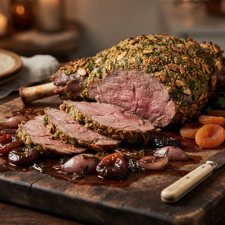 Lamsbout met kruidenkorst recept