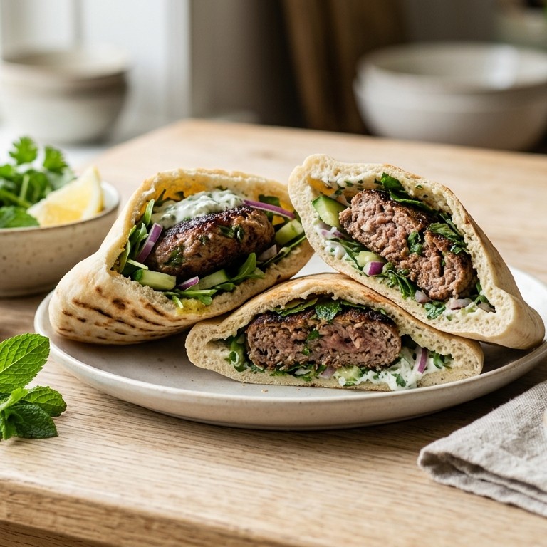 Lamsburgertjes in citroenpita's recept