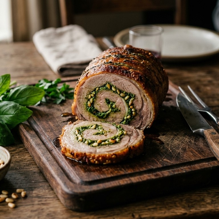 Lamschouder rollade met basilicum en pijnboompitten recept