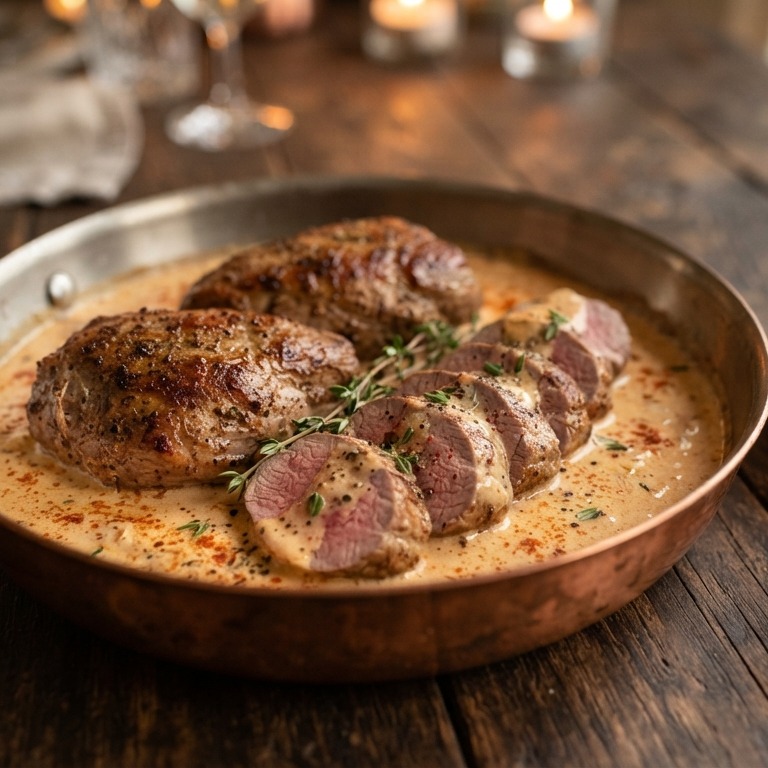 Lamsfilets met knoflook-sinaasappelsaus recept
