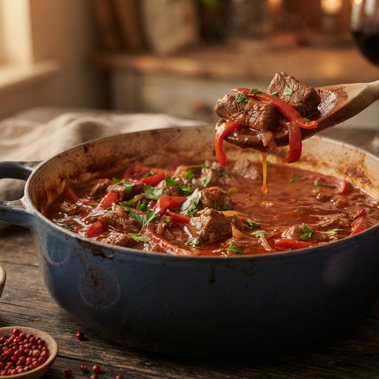 Lamsgoulash met rode paprika recept